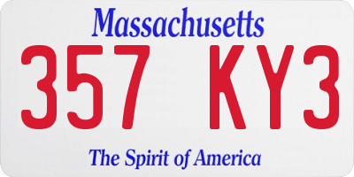 MA license plate 357KY3