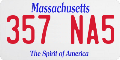 MA license plate 357NA5