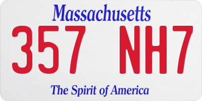 MA license plate 357NH7