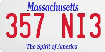 MA license plate 357NI3