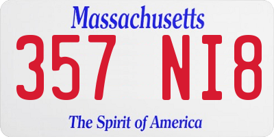 MA license plate 357NI8