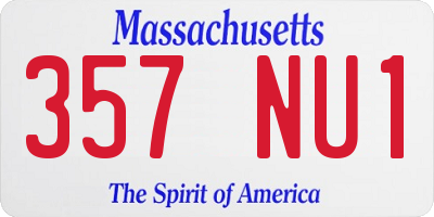 MA license plate 357NU1