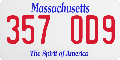 MA license plate 357OD9
