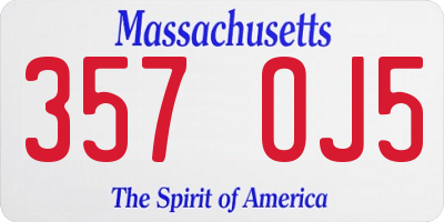 MA license plate 357OJ5