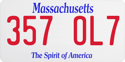 MA license plate 357OL7