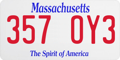 MA license plate 357OY3