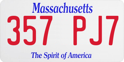 MA license plate 357PJ7