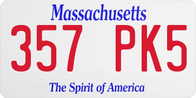 MA license plate 357PK5