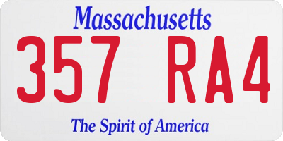 MA license plate 357RA4