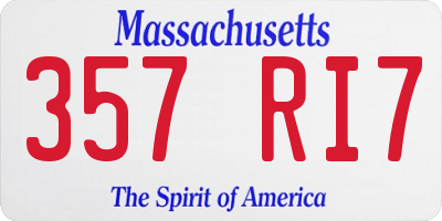 MA license plate 357RI7