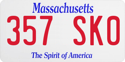 MA license plate 357SK0