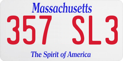 MA license plate 357SL3