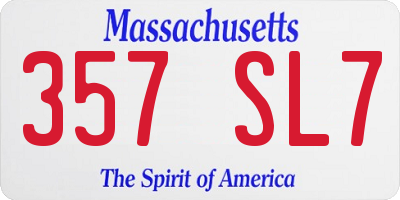MA license plate 357SL7