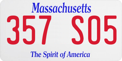MA license plate 357SO5
