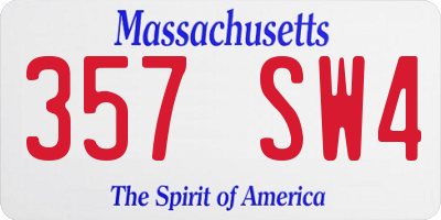 MA license plate 357SW4