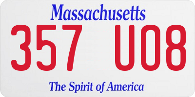 MA license plate 357UO8