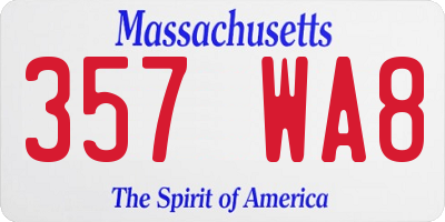 MA license plate 357WA8