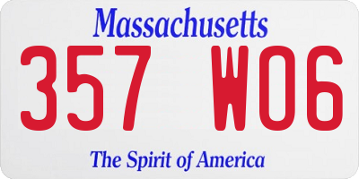 MA license plate 357WO6