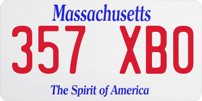 MA license plate 357XB0