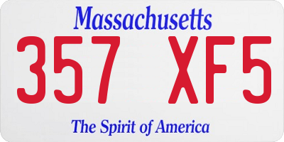 MA license plate 357XF5
