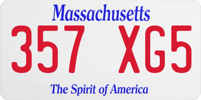 MA license plate 357XG5