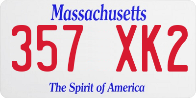 MA license plate 357XK2
