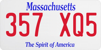 MA license plate 357XQ5