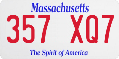 MA license plate 357XQ7