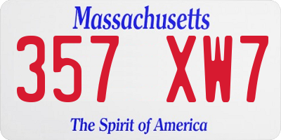 MA license plate 357XW7