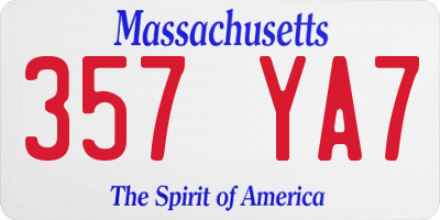 MA license plate 357YA7
