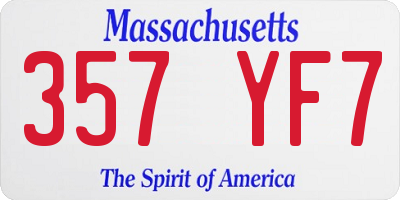 MA license plate 357YF7
