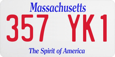 MA license plate 357YK1