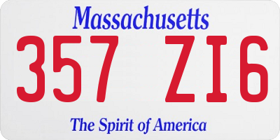 MA license plate 357ZI6