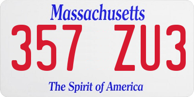 MA license plate 357ZU3