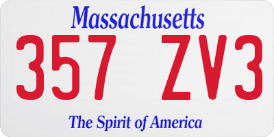 MA license plate 357ZV3