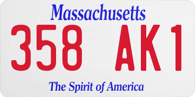 MA license plate 358AK1