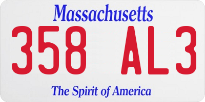 MA license plate 358AL3