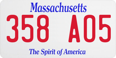 MA license plate 358AO5
