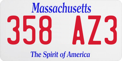 MA license plate 358AZ3