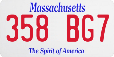MA license plate 358BG7