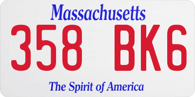 MA license plate 358BK6