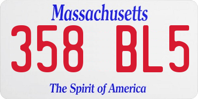 MA license plate 358BL5