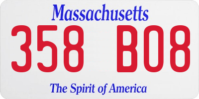 MA license plate 358BO8