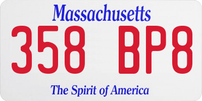 MA license plate 358BP8