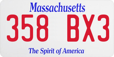 MA license plate 358BX3