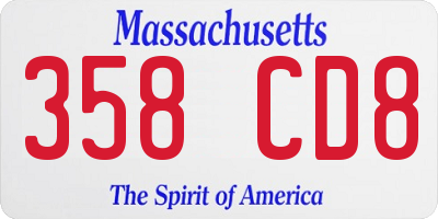 MA license plate 358CD8
