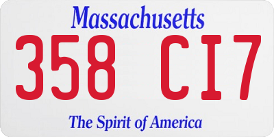 MA license plate 358CI7
