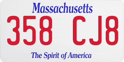 MA license plate 358CJ8