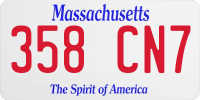 MA license plate 358CN7