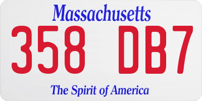 MA license plate 358DB7